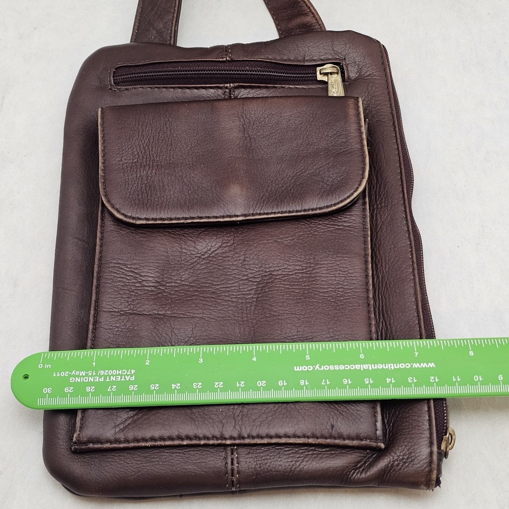 EUC Vtg HOBO International Brown Leather Crossbody Organizer Bag Made n Colombia - Picture 5 of 8